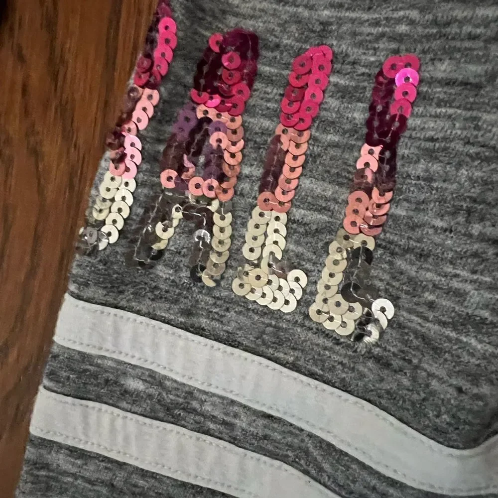 Justice Active gray with pink sequin soft ball jogger pants